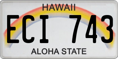 HI license plate ECI743