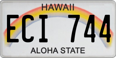 HI license plate ECI744