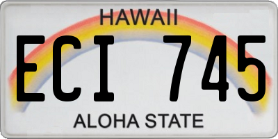HI license plate ECI745