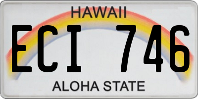 HI license plate ECI746