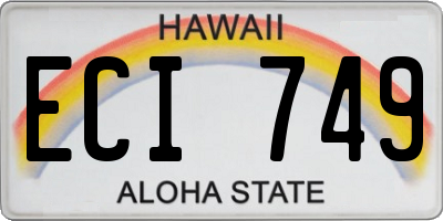 HI license plate ECI749