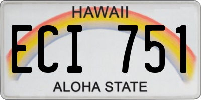 HI license plate ECI751