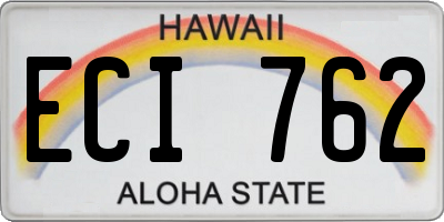 HI license plate ECI762