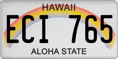 HI license plate ECI765
