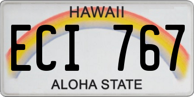 HI license plate ECI767