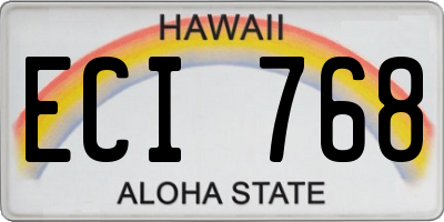HI license plate ECI768