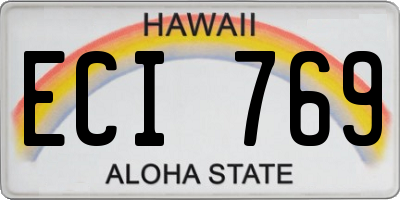 HI license plate ECI769