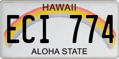HI license plate ECI774