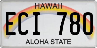 HI license plate ECI780