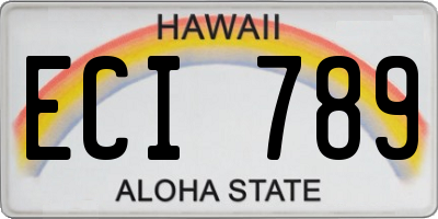 HI license plate ECI789
