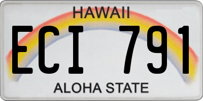 HI license plate ECI791