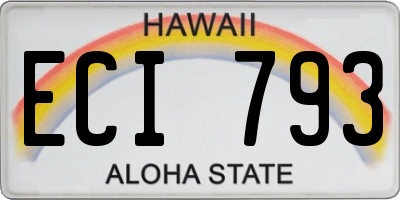 HI license plate ECI793