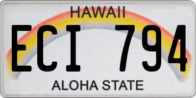 HI license plate ECI794