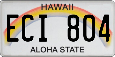 HI license plate ECI804