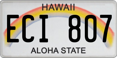 HI license plate ECI807