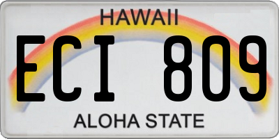 HI license plate ECI809