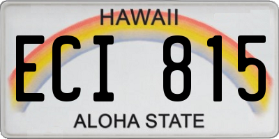 HI license plate ECI815