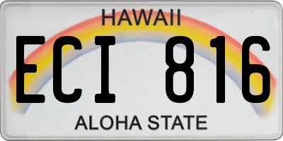 HI license plate ECI816
