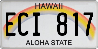 HI license plate ECI817