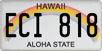 HI license plate ECI818