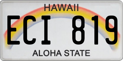 HI license plate ECI819