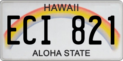 HI license plate ECI821