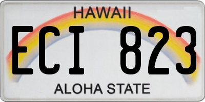 HI license plate ECI823