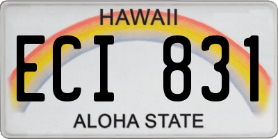 HI license plate ECI831
