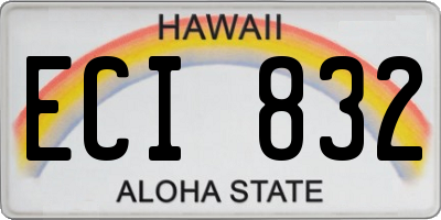 HI license plate ECI832