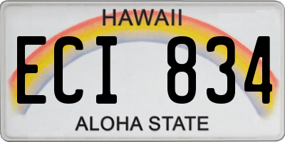 HI license plate ECI834