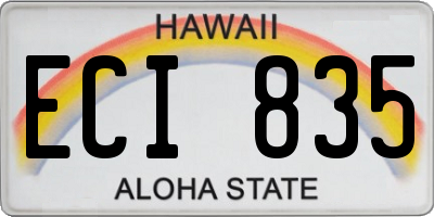 HI license plate ECI835