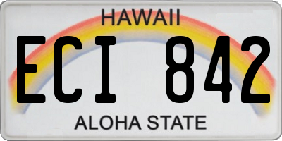 HI license plate ECI842