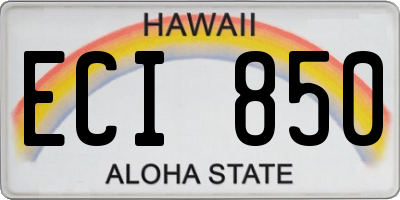 HI license plate ECI850
