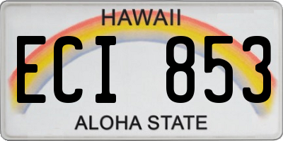 HI license plate ECI853