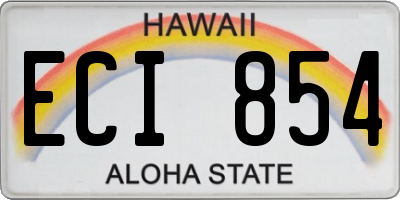 HI license plate ECI854