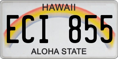 HI license plate ECI855
