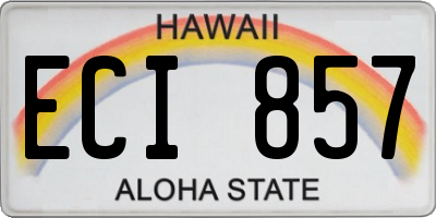 HI license plate ECI857