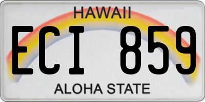 HI license plate ECI859