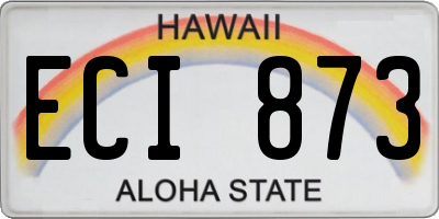 HI license plate ECI873