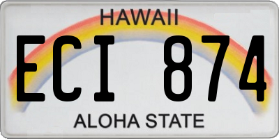 HI license plate ECI874