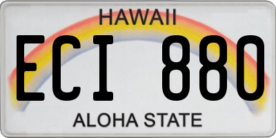 HI license plate ECI880