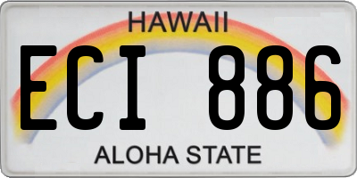 HI license plate ECI886