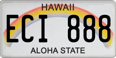 HI license plate ECI888
