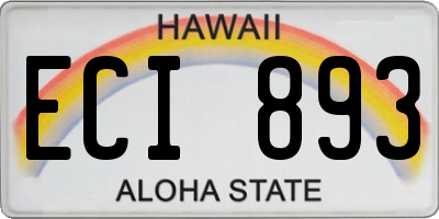 HI license plate ECI893