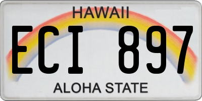 HI license plate ECI897