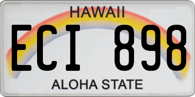 HI license plate ECI898