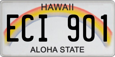 HI license plate ECI901