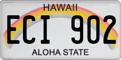 HI license plate ECI902