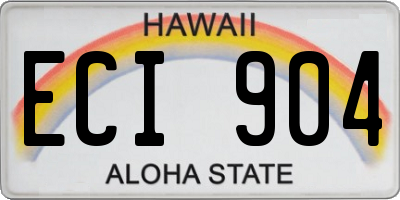 HI license plate ECI904