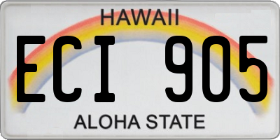 HI license plate ECI905